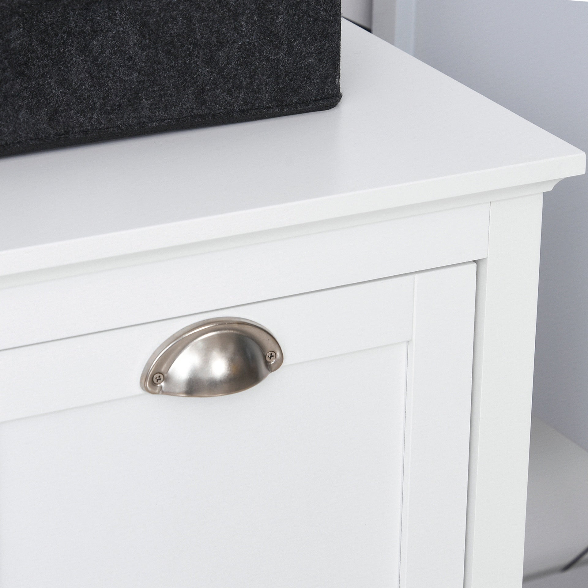 HOMCOM Dual Tilt out Laundry Hamper Cabinet, Bathroom Storage Cabinet with 2-Compartment Hamper, Modern Bathroom Floor Cabinet for Washroom, White