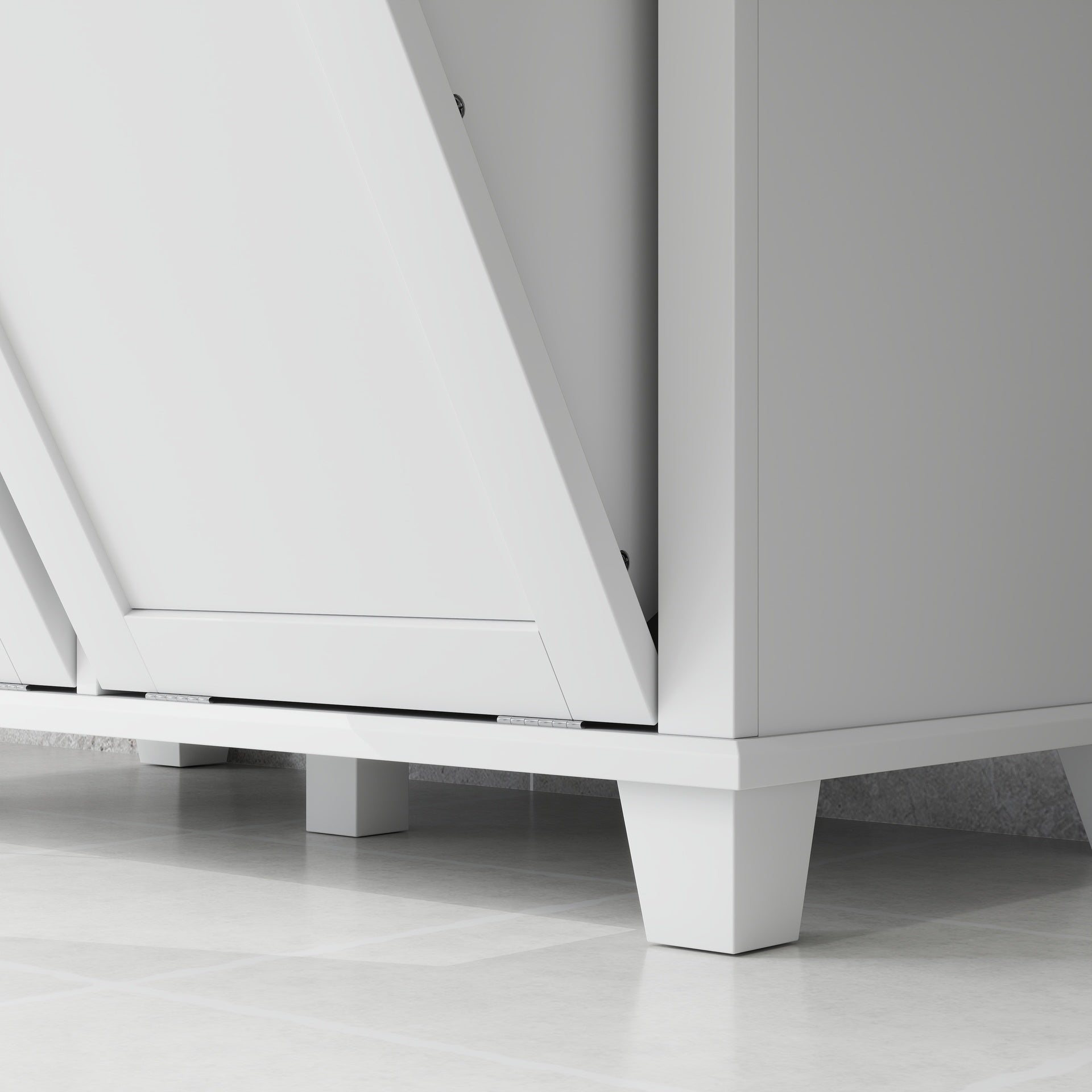 HOMCOM Dual Tilt out Laundry Hamper Cabinet, Bathroom Storage Cabinet with 2-Compartment Hamper, Modern Bathroom Floor Cabinet for Washroom, White