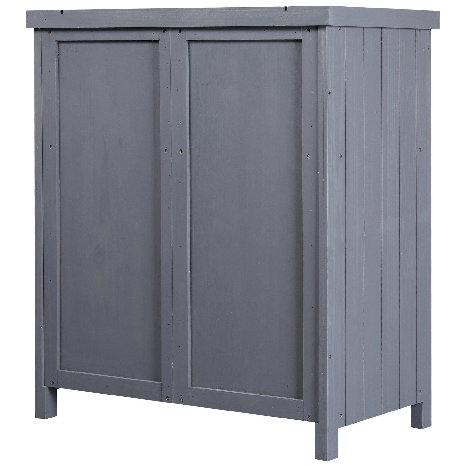 Outsunny Outdoor Storage Cabinet, Outdoor Tool Shed with Galvanized Top and Two Shelves for Yard Tools or Pool Accessories, Gray
