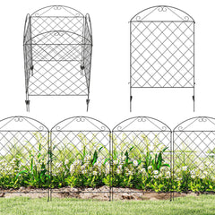 Outsunny Garden Fence, 4 Pack Steel Fence Panels, 11.5' L x 43" H, Rust-Resistant Decorative Border Flower Edging for Yard, Landscape, Patio, Outdoor Decor, Curved Vines