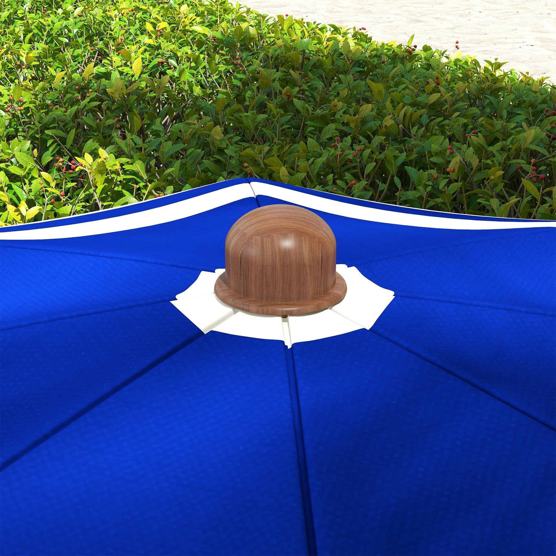 Outsunny 6.2' Beach Umbrella for Travel, Vent, Ruffles, Carry Bag, Portable Outdoor Umbrella for Garden, Blue Stripe