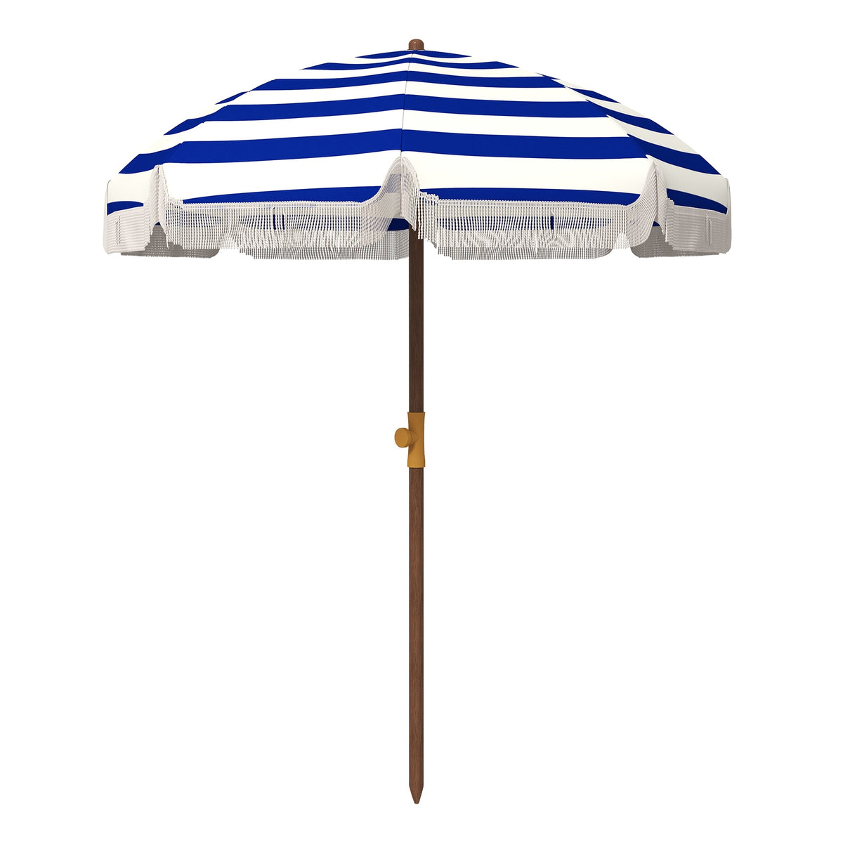 Outsunny 6.2' Beach Umbrella for Travel, Vent, Ruffles, Carry Bag, Portable Outdoor Umbrella for Garden, Blue Stripe