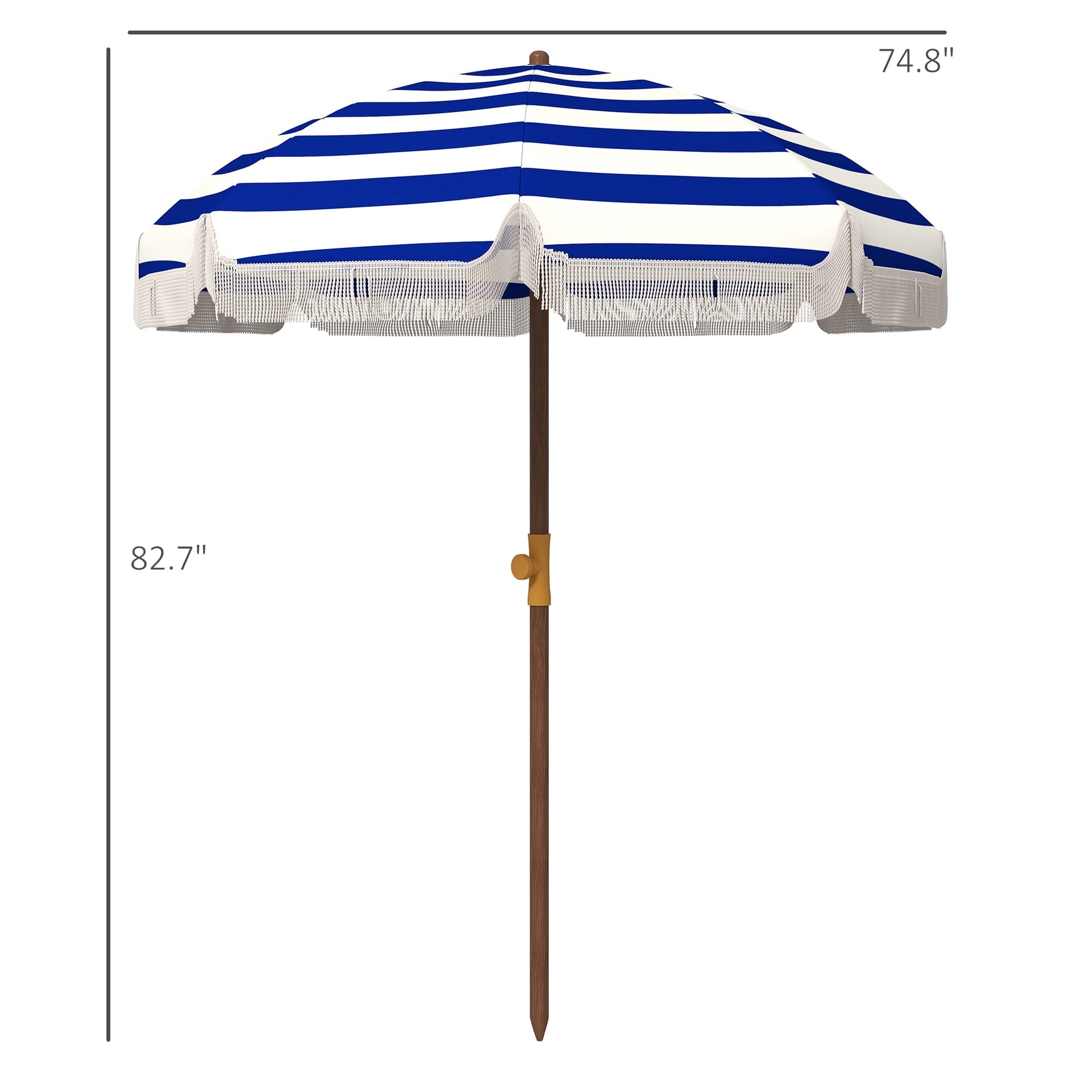 Outsunny 6.2' Beach Umbrella for Travel, Vent, Ruffles, Carry Bag, Portable Outdoor Umbrella for Garden, Blue Stripe