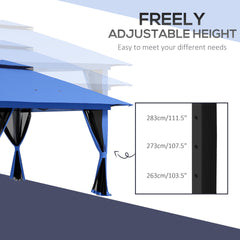 Outsunny 13' x 13' Pop Up Gazebo Instant Canopy Tent Shelter with 2-Tier Roof, Carry Bag, Wight Bags for Outdoor, Garden, Blue