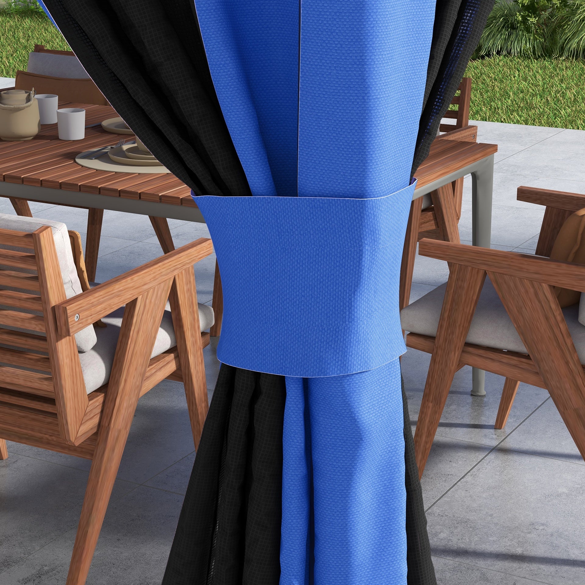 Outsunny 13' x 13' Pop Up Gazebo Instant Canopy Tent Shelter with 2-Tier Roof, Carry Bag, Wight Bags for Outdoor, Garden, Blue