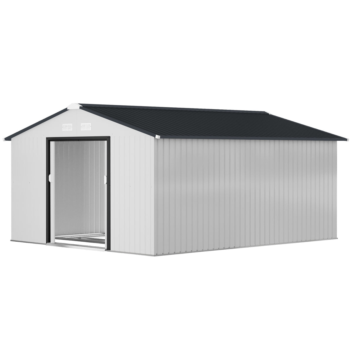 Outsunny Garden Metal Shed, Storage Shed Utility Storage with Double Locking Doors for Bike, Yard Tools, White