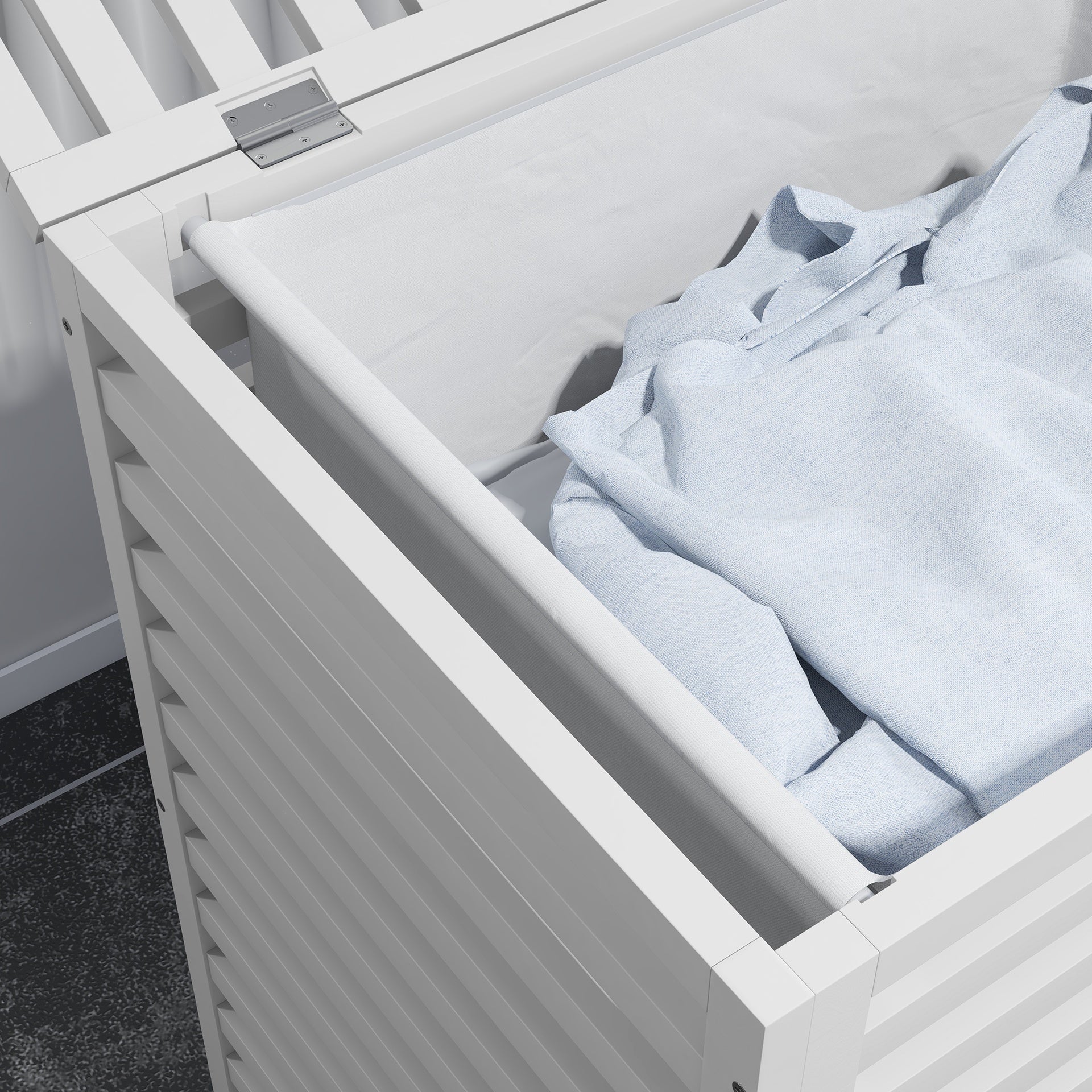HOMCOM 55 L Bamboo Laundry Basket with Lid, Cloth Hamper with Removable Liner Bag, 19.75 x 14.25 x 23.5 Inches, White