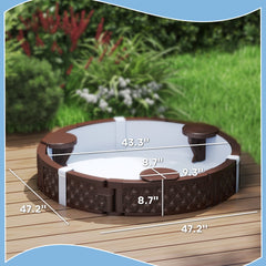 Qaba 47" Round Kids Sandbox with Cover, 3 Seats, Waterproof Bottom Liner, for Backyard, Lawn, Garden, Beach, Patio, Brown