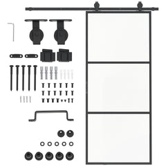 HOMCOM 36" x 84" Sliding Door with Hardware Kit, Handle, & Track, Frosted Tempered Glass Door, Easy Installation