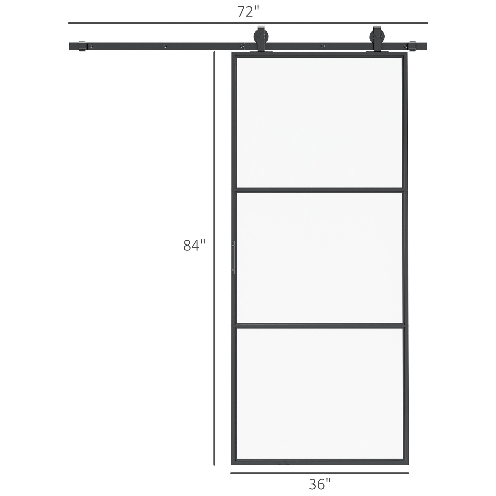 HOMCOM 36" x 84" Sliding Door with Hardware Kit, Handle, & Track, Frosted Tempered Glass Door, Easy Installation