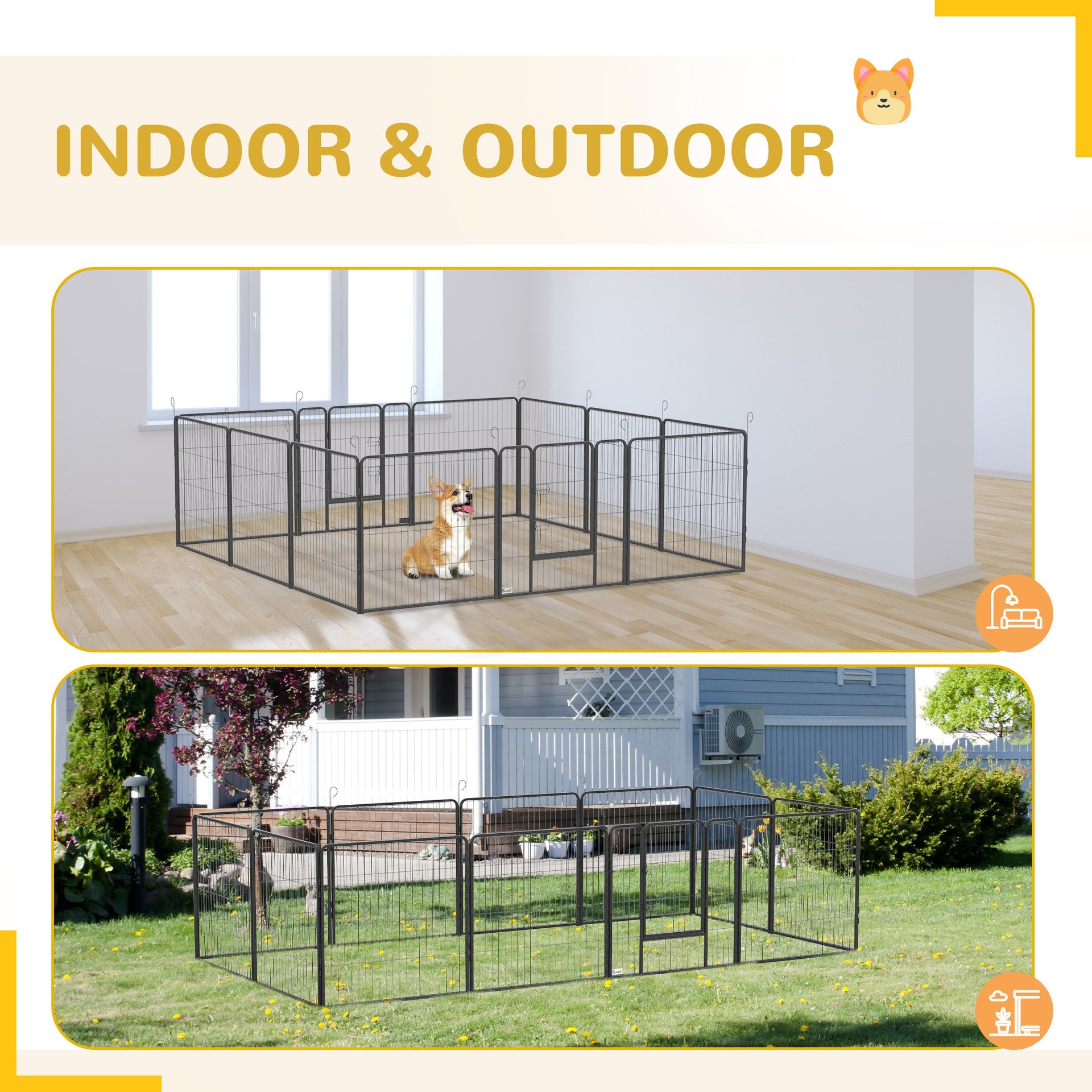 PawHut 24 Panel Dog Playpen for Small and Medium Dogs with Lockable Door, 15.7' x 15.7' x 2.6'