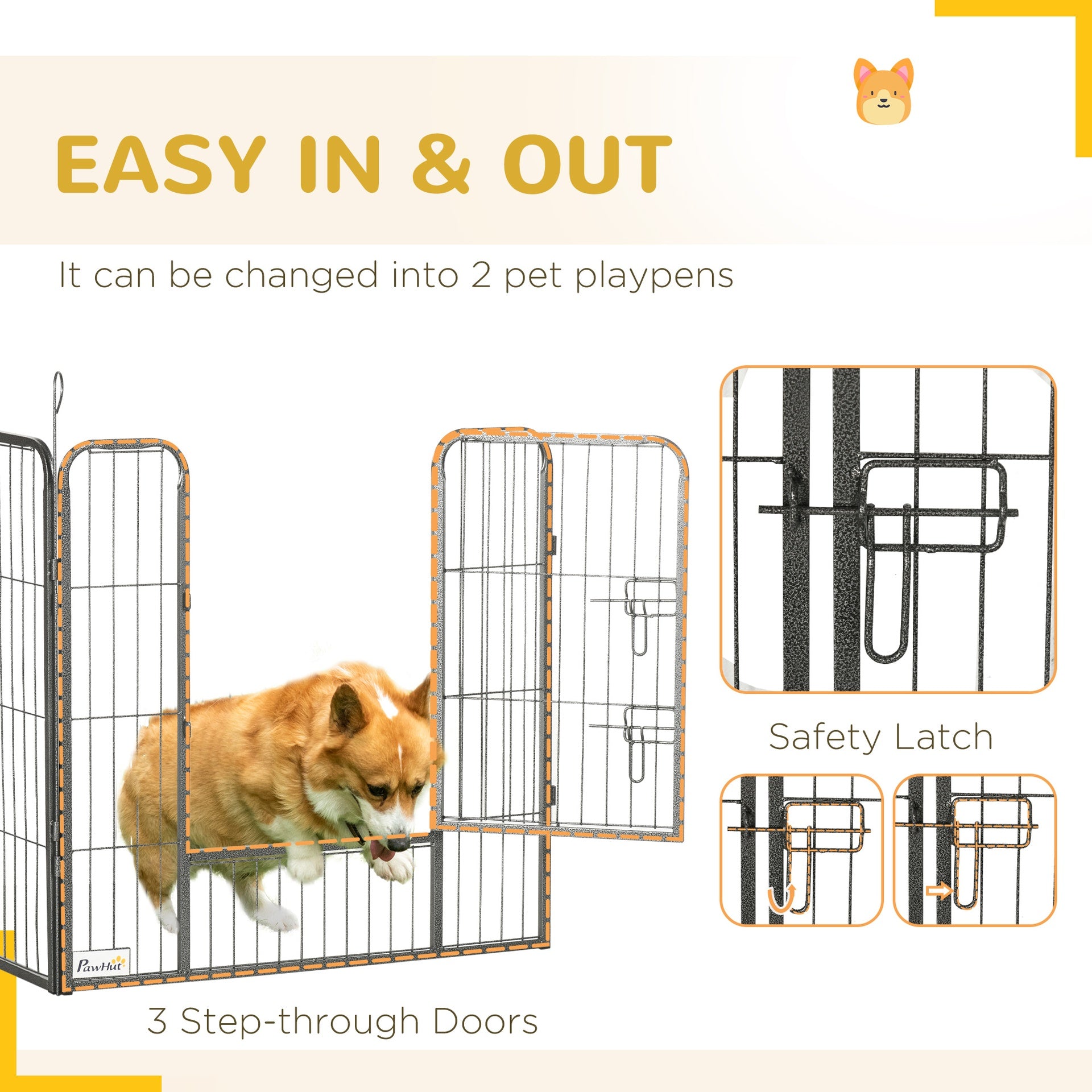 PawHut 24 Panel Dog Playpen for Small and Medium Dogs with Lockable Door, 15.7' x 15.7' x 2.6'