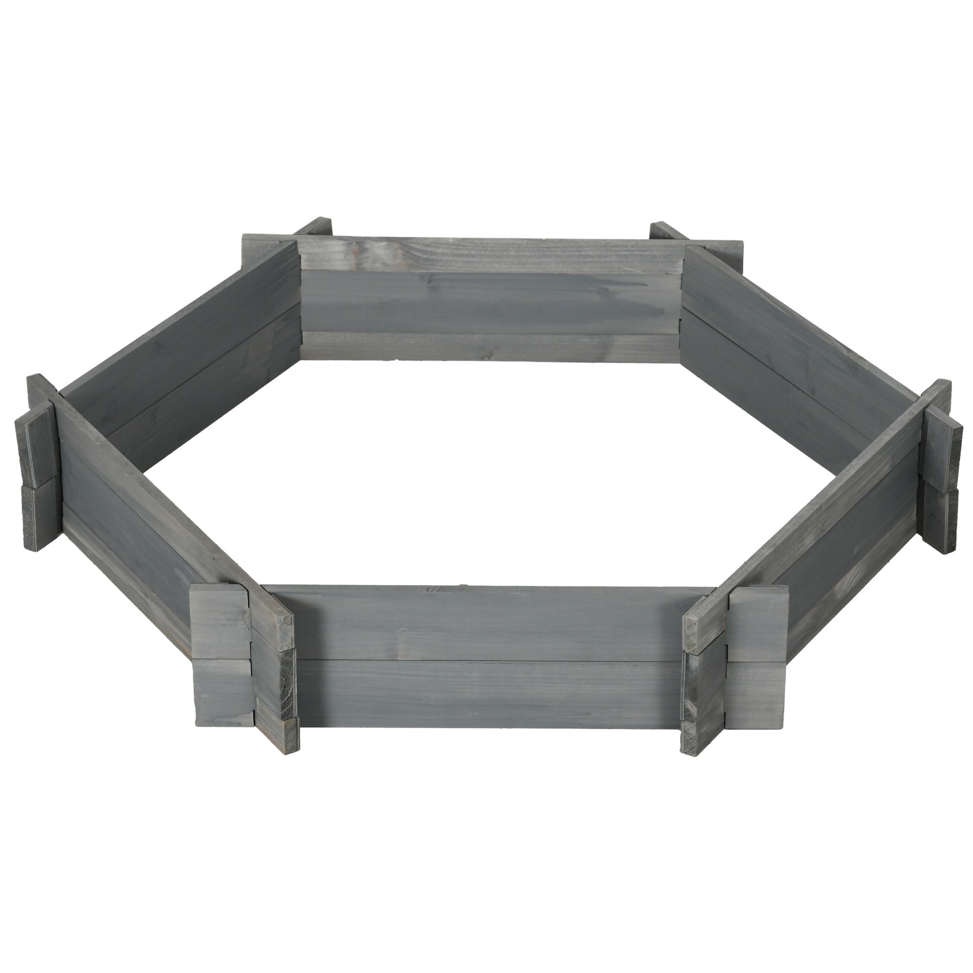 Outsunny 39" x 36" Screwless Raised Garden Bed, Hexagon Planter Box for Outdoor Plants, Vegetables, Flowers, Herbs, Gray