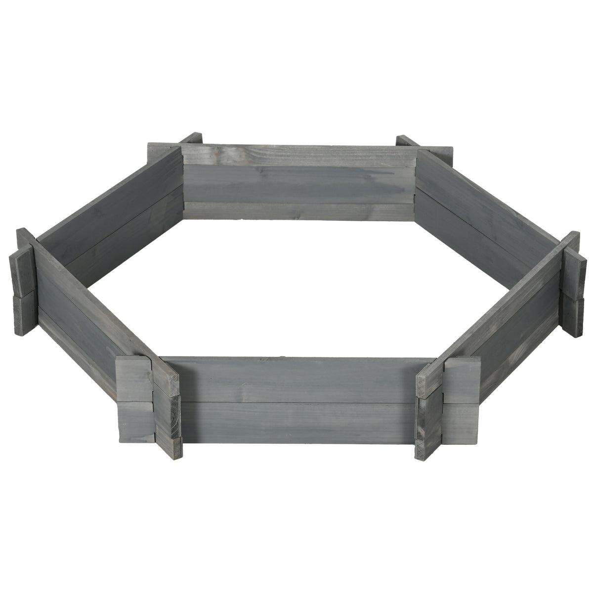 Outsunny 39" x 36" Screwless Raised Garden Bed, Hexagon Planter Box for Outdoor Plants, Vegetables, Flowers, Herbs, Gray