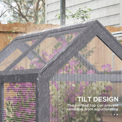 Outsunny Raised Garden Flower Bed Kit w/ Greenhouse, Wooden Cold Frame Planter, Gray