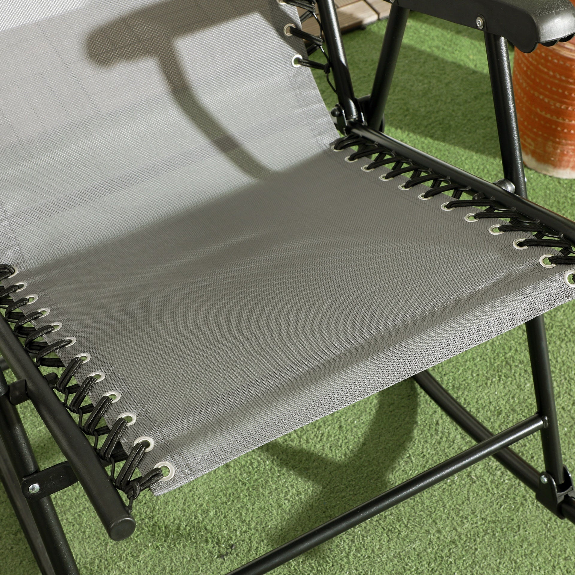 Outsunny Outdoor Rocking Chair Set of 2, Patio Folding Lawn Rocker Set with Headrests for Yard, Patio, Deck, Backyard, Gray