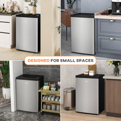 HOMCOM Upright Freezer, 3 Cu Ft Small Freezer with Reversible Single Door, Adjustable Thermostat for Home, Apartment, Silver