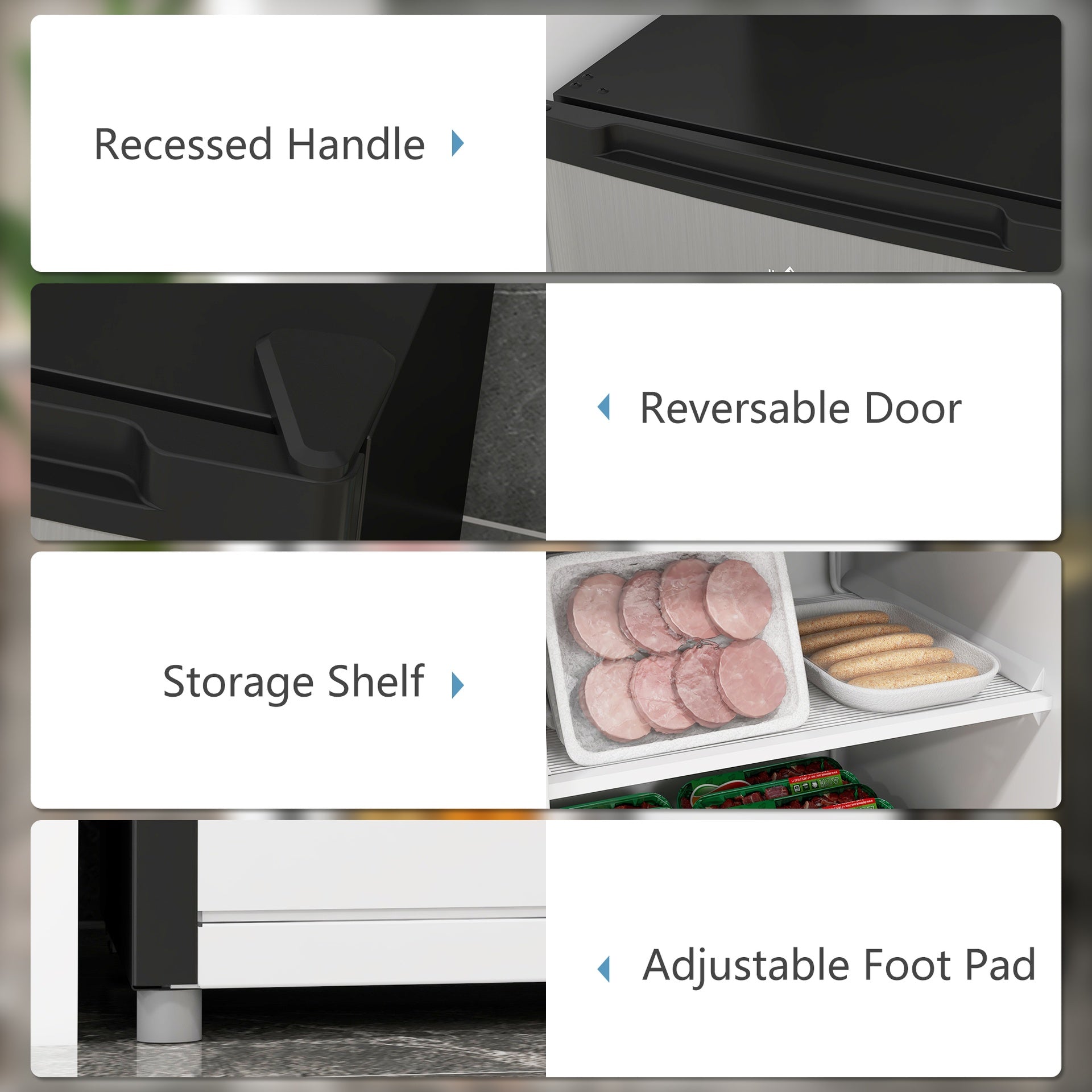 HOMCOM Upright Freezer, 3 Cu Ft Small Freezer with Reversible Single Door, Adjustable Thermostat for Home, Apartment, Silver