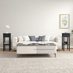 HOMCOM 2-Tier Side Tables Set of 2 with Drawer and Shelf, 2 Pieces End Tables for Living Room and Hallway, Black