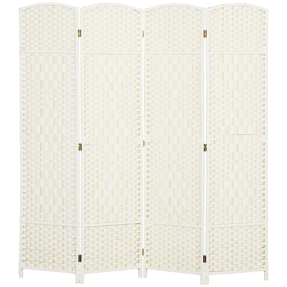 HOMCOM Folding Room Divider Screen 4 Panel 6' Tall Privacy Screen Freestanding Wood Partition for Home Office, White