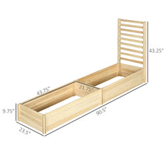 Outsunny Wood Planter Box with Trellis for Climbing Plants, Raised Garden Bed for Outdoor Flowers Herbs, 91"x24"x43", Natural