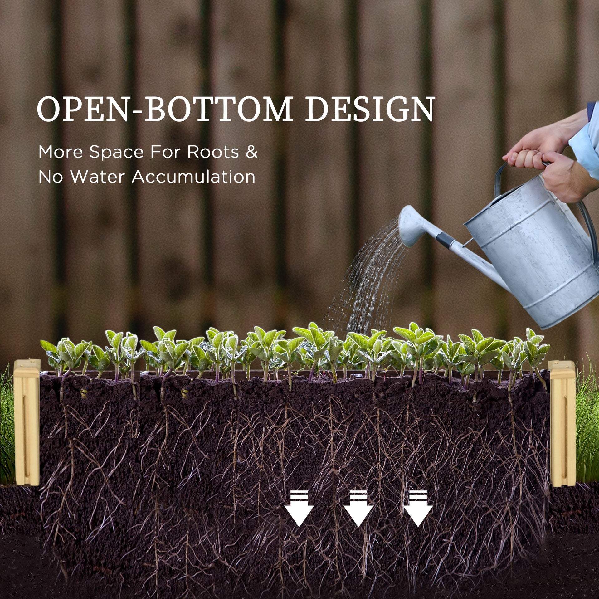 Outsunny Wood Planter Box with Trellis for Climbing Plants, Raised Garden Bed for Outdoor Flowers Herbs, 91"x24"x43", Natural
