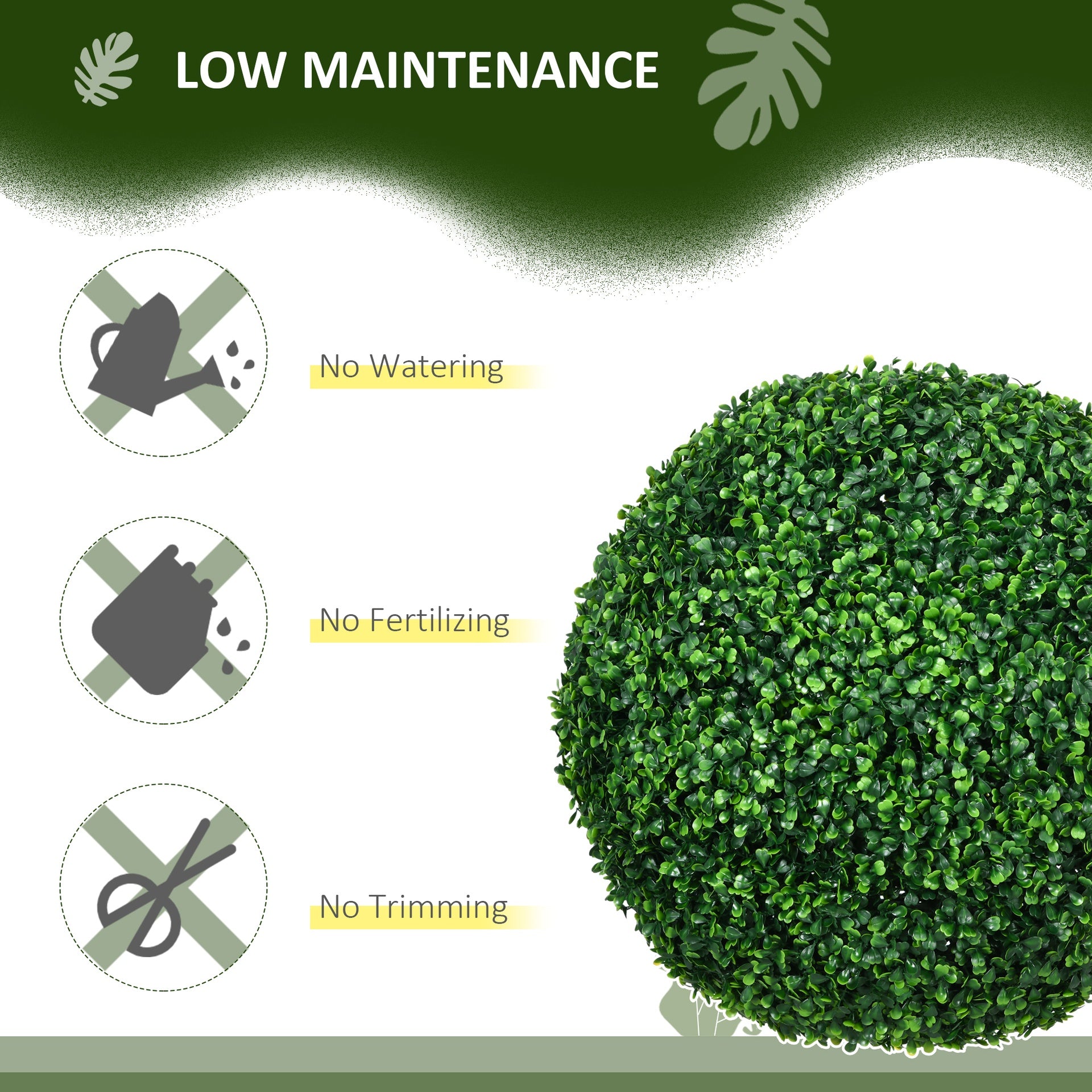 HOMCOM 2 Pack Artificial Tree Boxwood Topiary Balls, 19.75 Inch