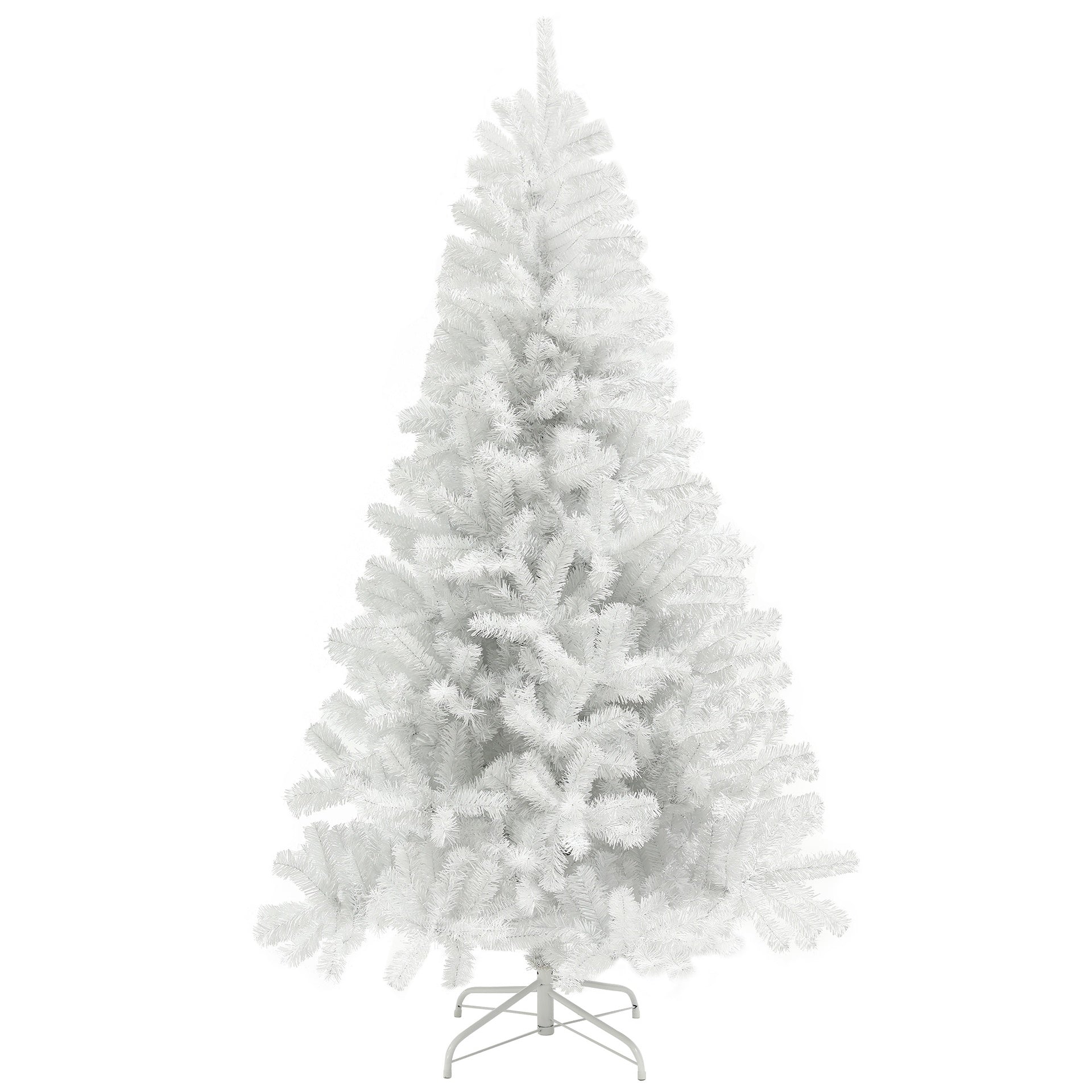 HOMCOM 7.5ft Unlit Artificial White Christmas Tree, Holiday Decor with 1346 Branch Tips, Auto Open and Steel Base