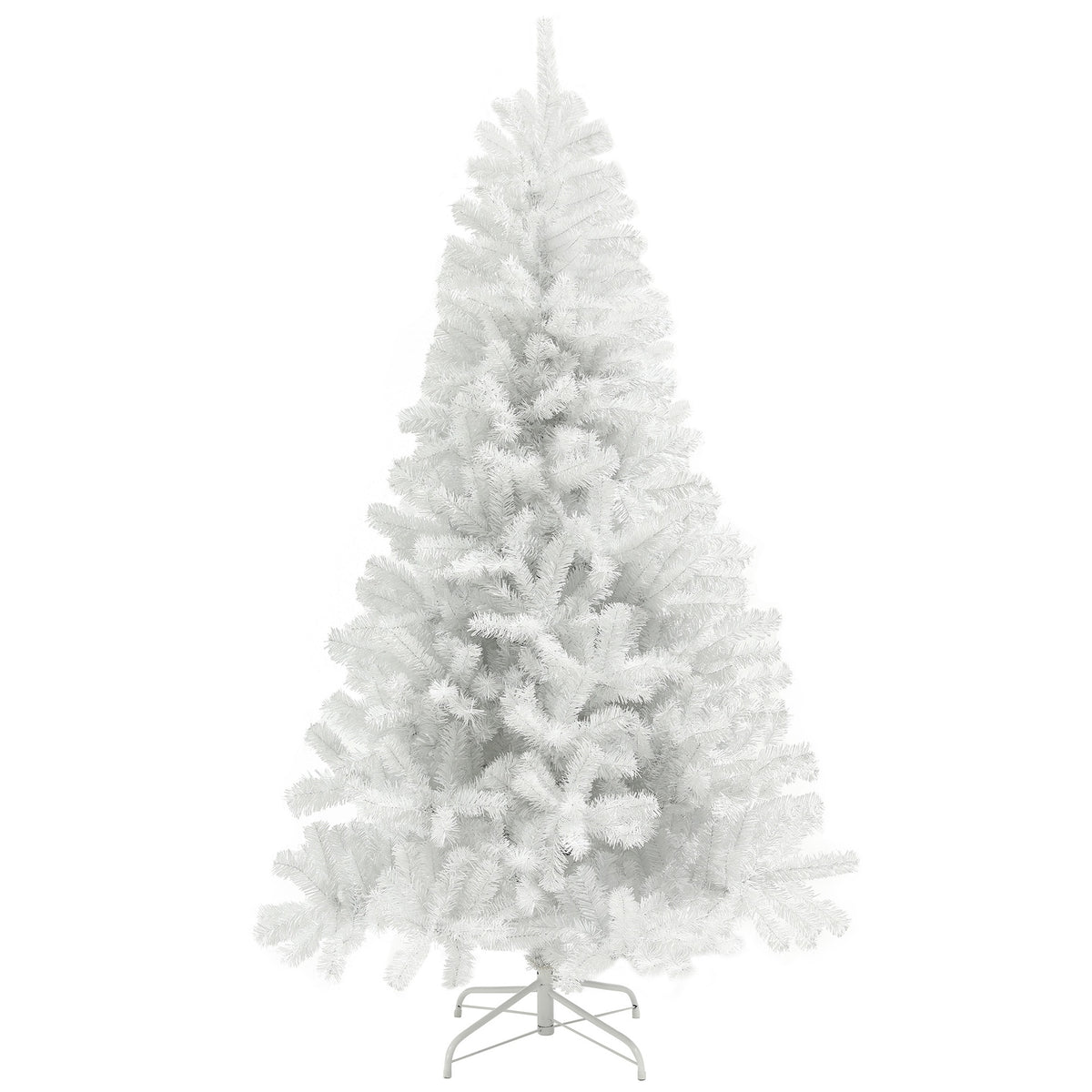 HOMCOM 7.5ft Unlit Artificial White Christmas Tree, Holiday Decor with 1346 Branch Tips, Auto Open and Steel Base