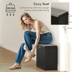 HOMCOM Shoe Storage Bench with Padded Seat Cushion and Flip-Drawer, Entryway Bench, Shoe Cabinet, 24.4x10.2x18.7 Inches, Black