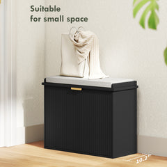 HOMCOM Shoe Storage Bench with Padded Seat Cushion and Flip-Drawer, Entryway Bench, Shoe Cabinet, 24.4x10.2x18.7 Inches, Black