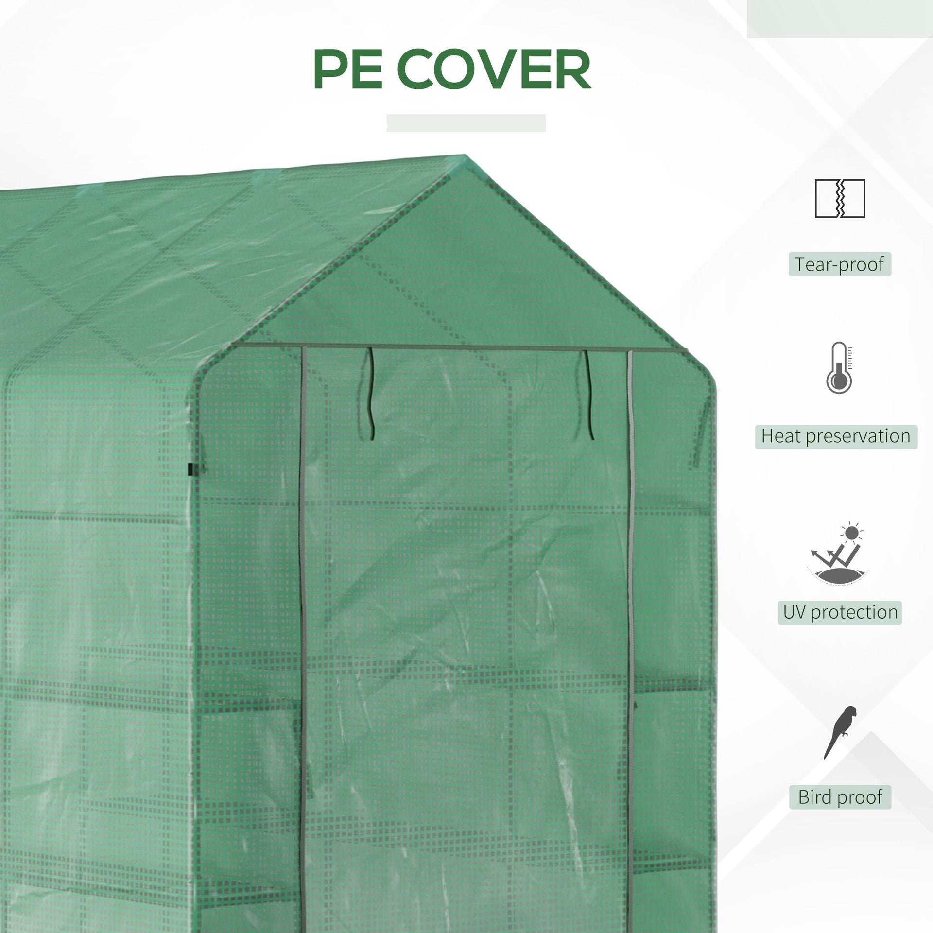 Outsunny 7' x 5' x 6' Walk-in Greenhouse for Outdoors with Mesh Door, 18 Shelf Hot House with Trellis, Plant Labels, UV Protective, Steel Frame for Growing Flowers, Herbs, Vegetables, Saplings, Green