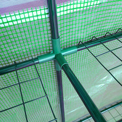Outsunny 7' x 3' x 7' Lean to Greenhouse, Walk-In Green House, Plant Nursery with 2 Roll-up Doors and Windows, PE Cover and 3 Wire Shelves, Green