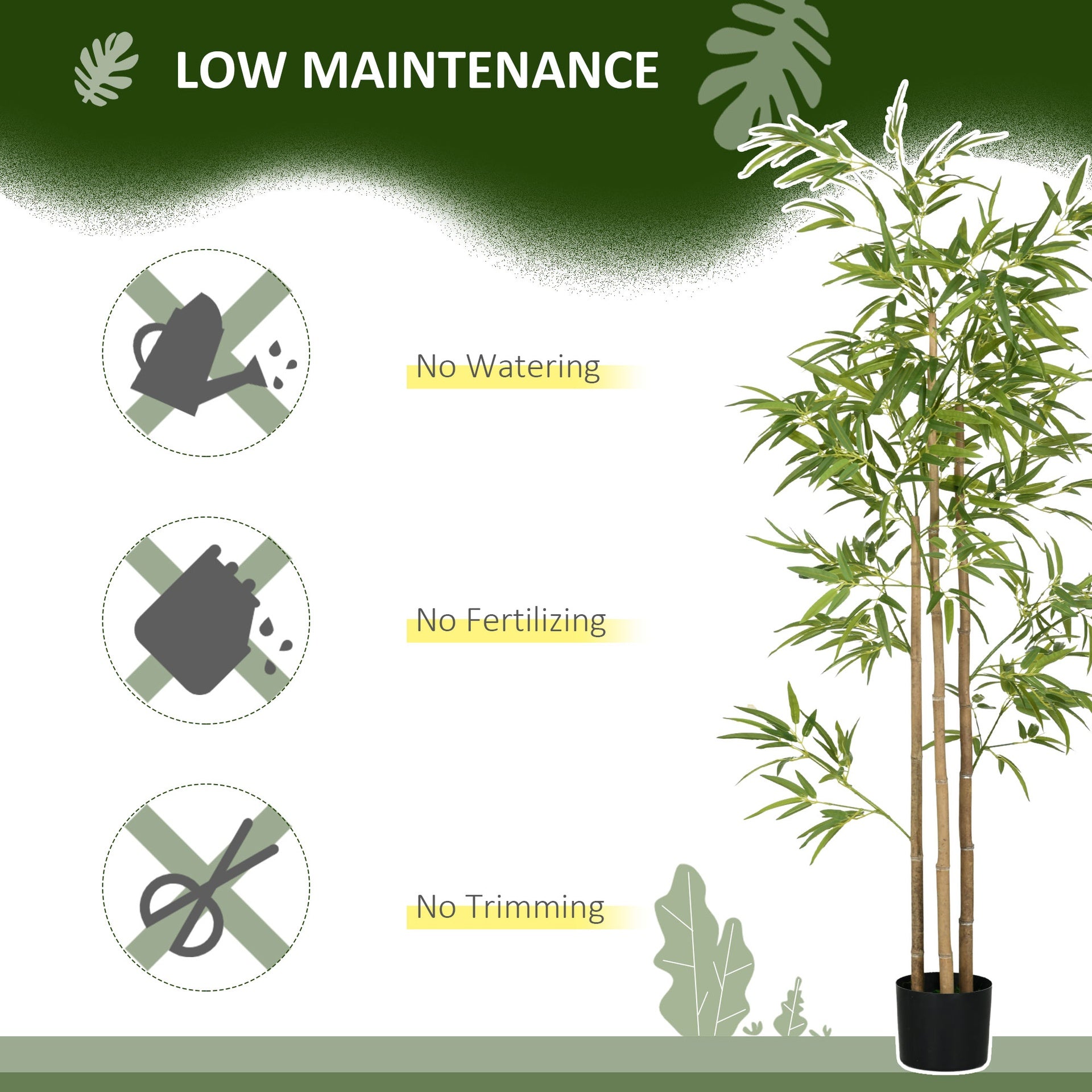 HOMCOM 6ft Artificial Tree, Indoor Fake Bamboo with Pot, for Home Office Living Room Decor