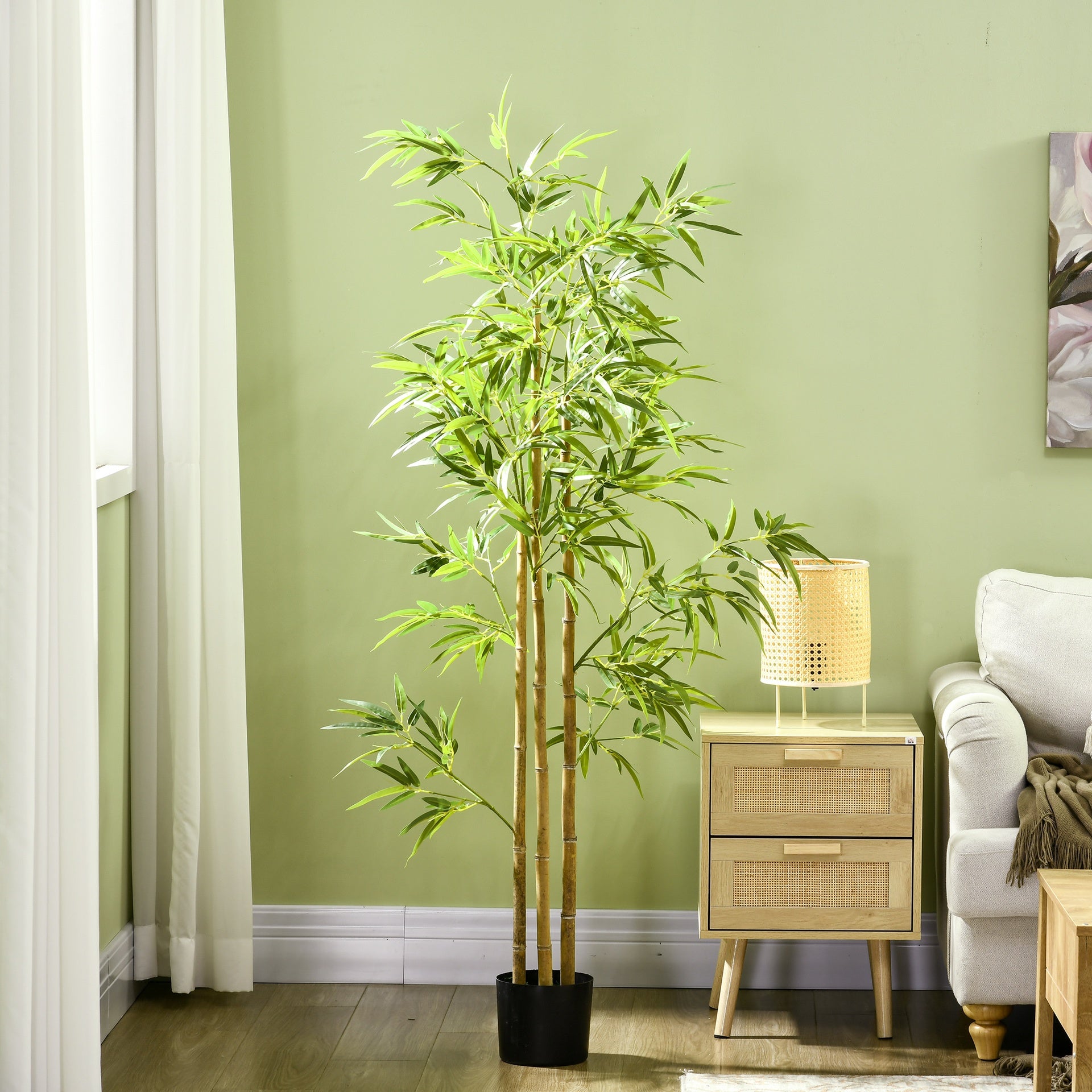 HOMCOM 6ft Artificial Tree, Indoor Fake Bamboo with Pot, for Home Office Living Room Decor