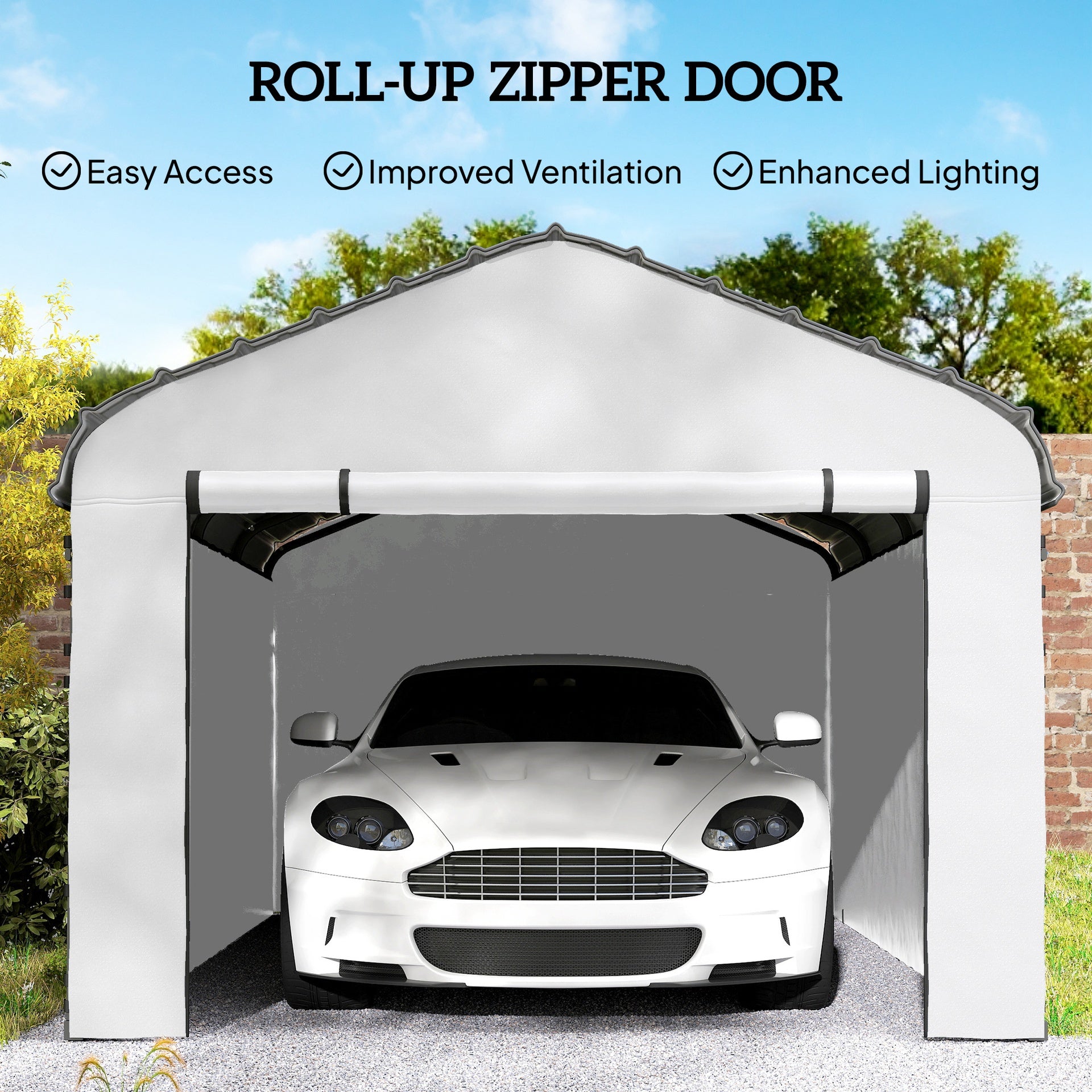 Outsunny Carport Replacement Sidewall Panel for 10' x 15' Carports, UPF50+ Waterproof Replacement Side Wall Cover, White