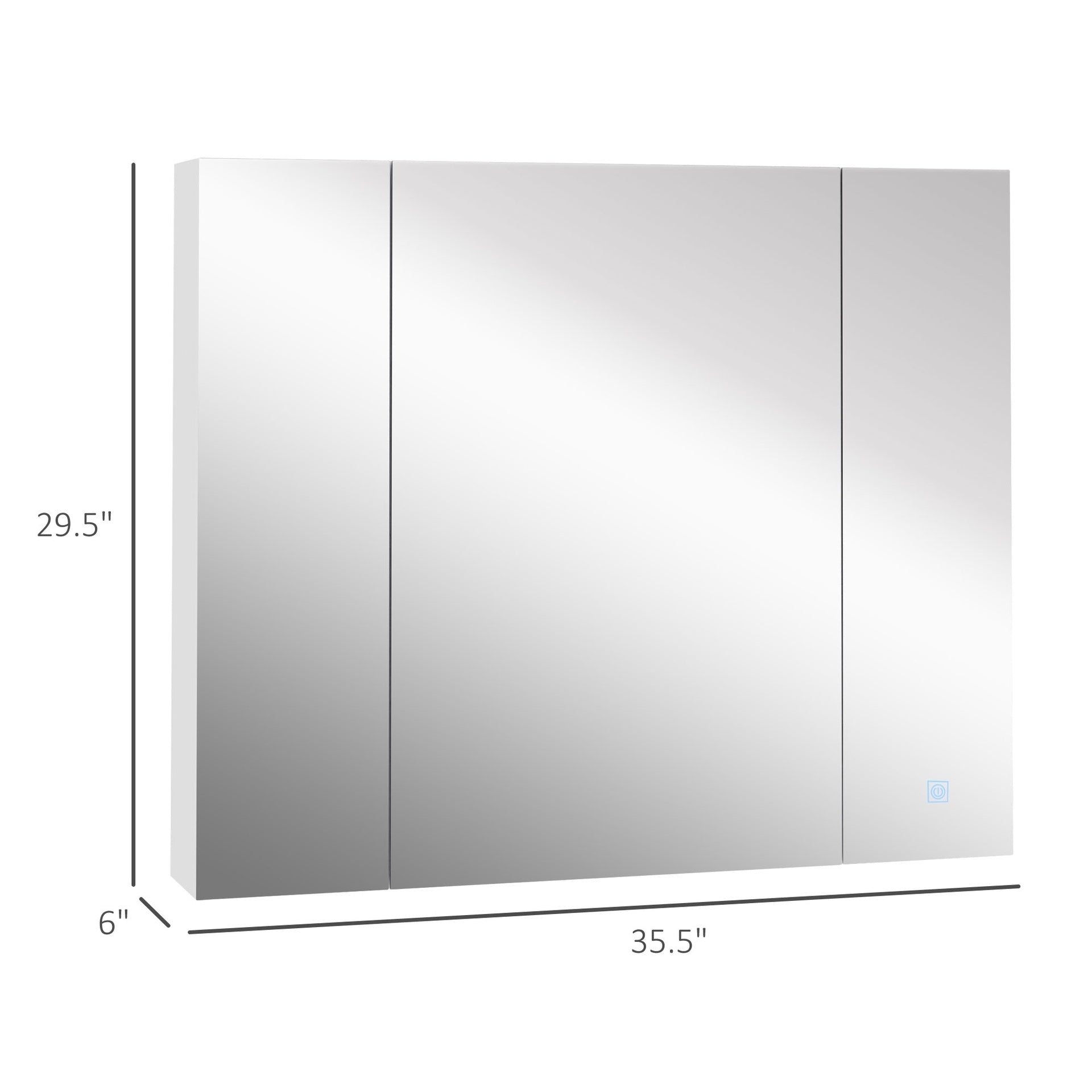 kleankin LED Medicine Cabinet, Wall-Mounted Bathroom Vanity Mirror Organizer with Dimmer Touch Switch, USB Charged, White