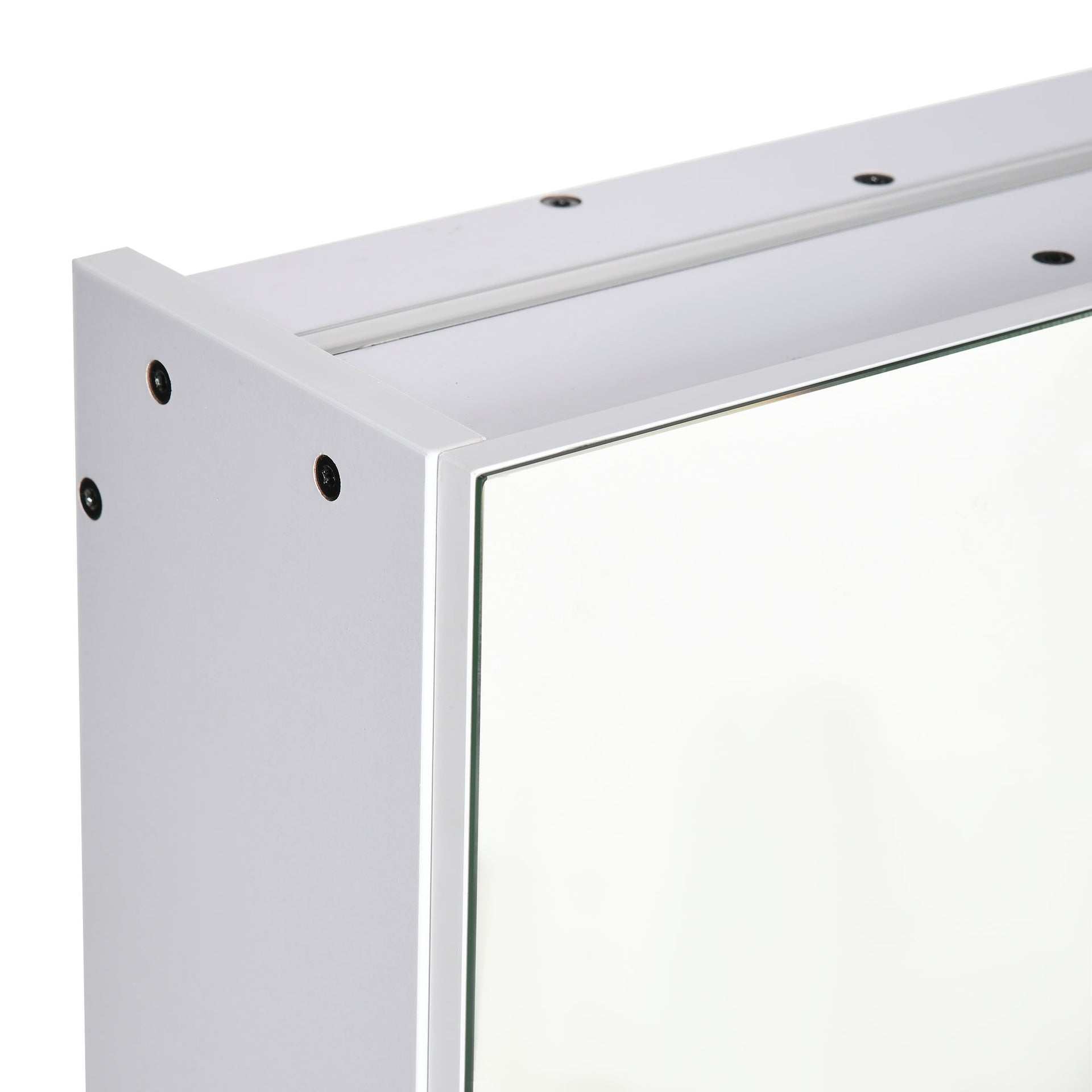 kleankin LED Medicine Cabinet, Wall-Mounted Bathroom Vanity Mirror Organizer with Dimmer Touch Switch, USB Charged, White