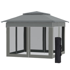 Outsunny 11x11 Outdoor Canopy, Portable Gazebo with Zipper Netting & Carry Bag Perfect for Backyard, Patio, Garden, Camping, Dark Gray