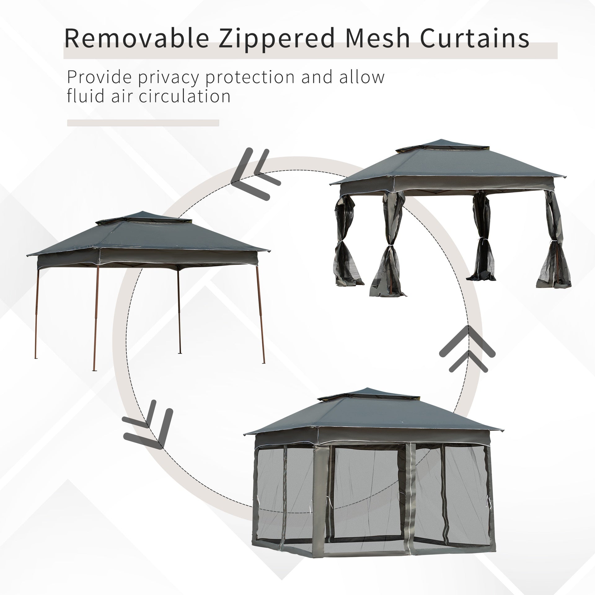 Outsunny 11x11 Outdoor Canopy, Portable Gazebo with Zipper Netting & Carry Bag Perfect for Backyard, Patio, Garden, Camping, Dark Gray