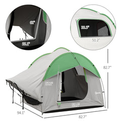 Outsunny 2000mm Waterproof SUV Tent, Car Tent with 3 Doors and Mesh Window, for 5-6 Person Camping Travel, Gray and Green