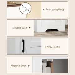 HOMCOM Farmhouse Accent Cabinet with Adjustable Shelf Barn Door Storage Cabinet for Living Room Floor Pantry Cabinet, White