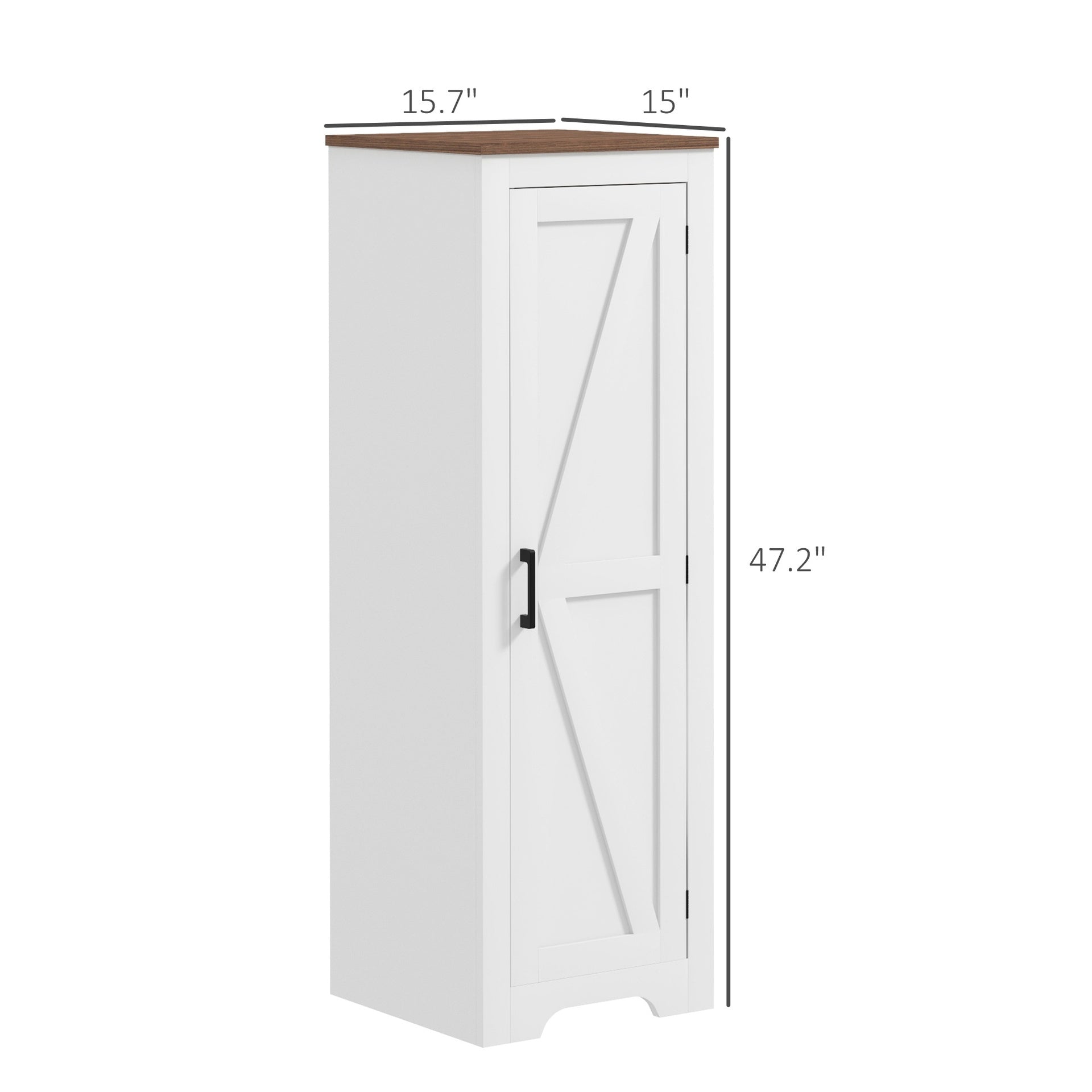 HOMCOM Farmhouse Accent Cabinet with Adjustable Shelf Barn Door Storage Cabinet for Living Room Floor Pantry Cabinet, White