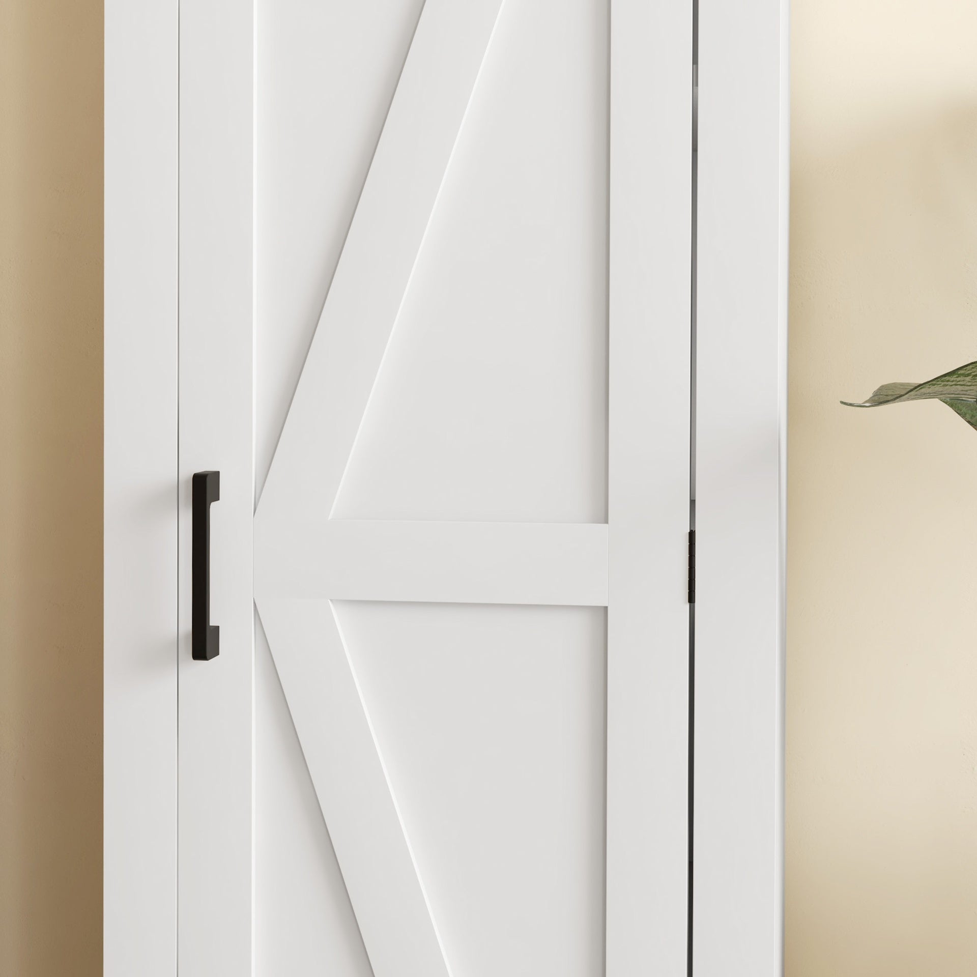 HOMCOM Farmhouse Accent Cabinet with Adjustable Shelf Barn Door Storage Cabinet for Living Room Floor Pantry Cabinet, White