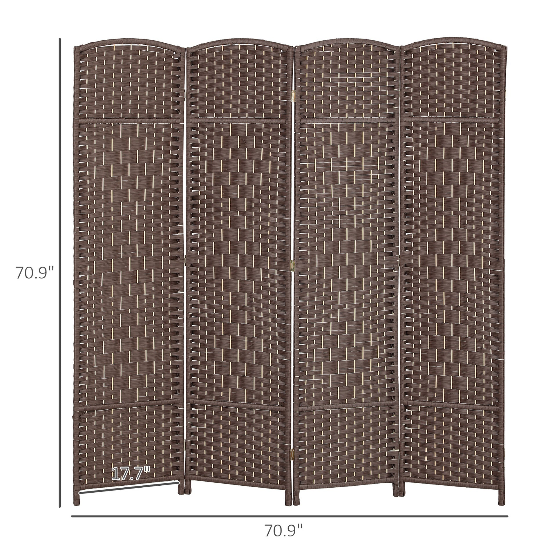 HOMCOM Folding Room Divider Screen 4 Panel 6' Tall Privacy Screen Freestanding Wood Partition for Home Office, Brown
