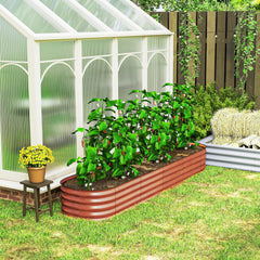 Outsunny 7.9' x 2' x 1' Galvanized Raised Garden Bed Kit, Metal Planter Box with Safety Edging, Brown