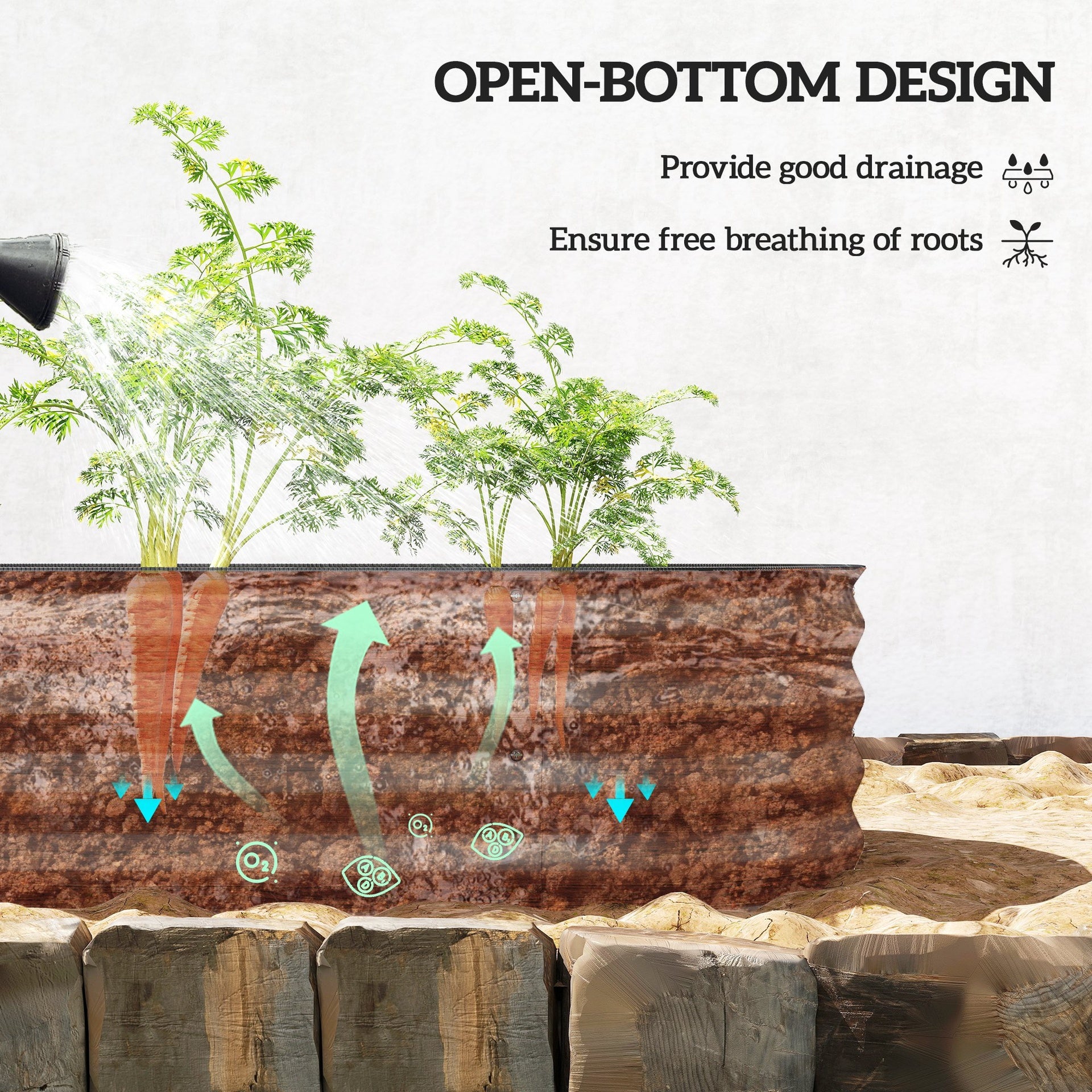 Outsunny 7.9' x 2' x 1' Galvanized Raised Garden Bed Kit, Metal Planter Box with Safety Edging, Brown