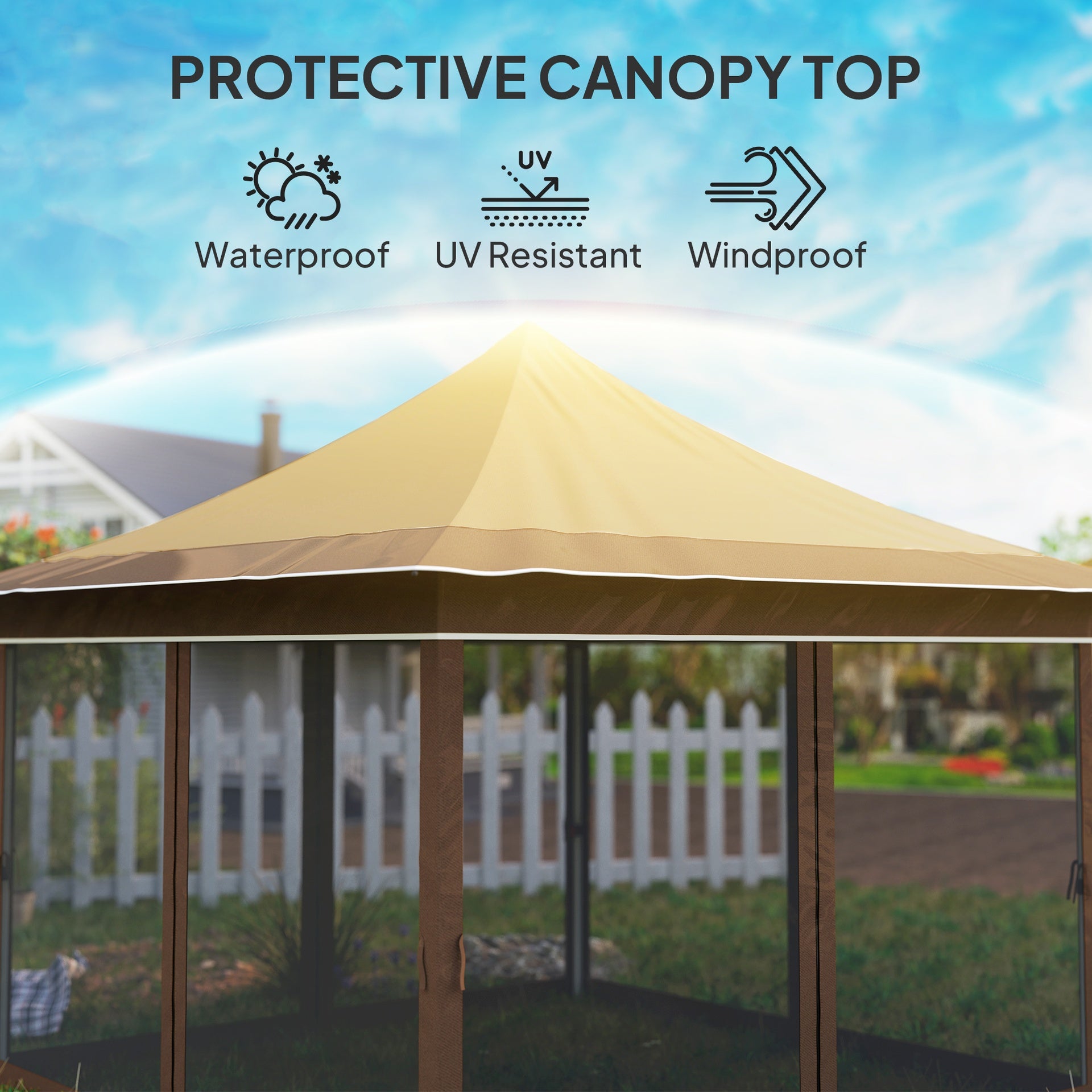 Outsunny 12 x 12 ft. Canopy Tent with Mesh Netting, UPF50+ Pop Up Tent with Carry Bag for Garden, Patio, Beige