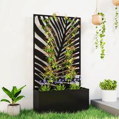 Outsunny Metal Garden Bed with Trellis for Climbing Plants, Freestanding or Wall Mounted Flower Bed for Garden, Patio, Balcony
