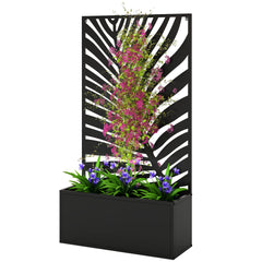 Outsunny Metal Garden Bed with Trellis for Climbing Plants, Freestanding or Wall Mounted Flower Bed for Garden, Patio, Balcony